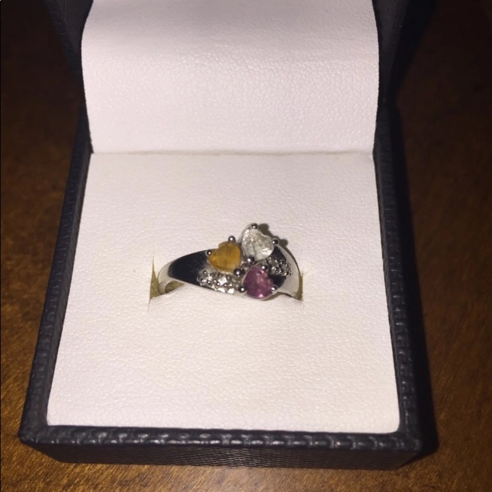 10k white gold heart cluster ring diamond accents